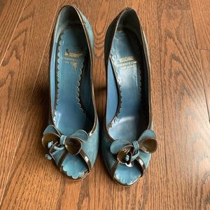 🏷 Moschino Teal Peep Toe Heels
